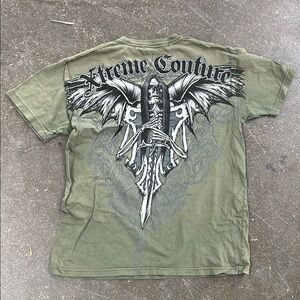 Xtreme Couture Skull Cross Grunge Cyber Y2K Style T-Shirt Mens Medium Rock Tee